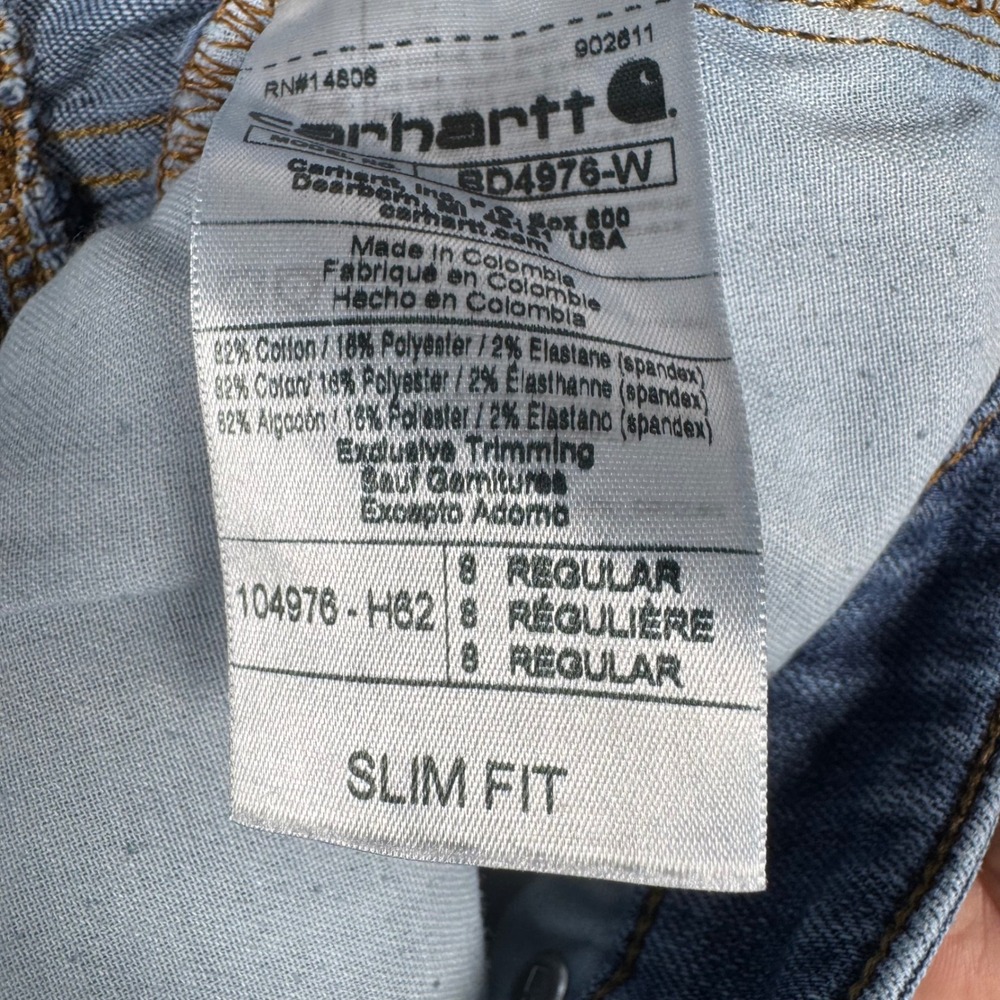 Carhartt Slim Fit Jeans Womens 8 Regular Blue‎ Denim Medium Wash BD4976-W - Picture 4 of 13